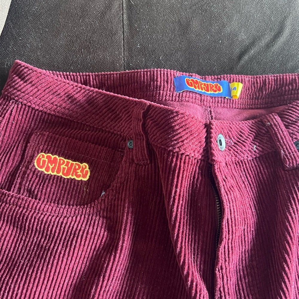 Empyre Red Corduroy Pants with Classic Texture